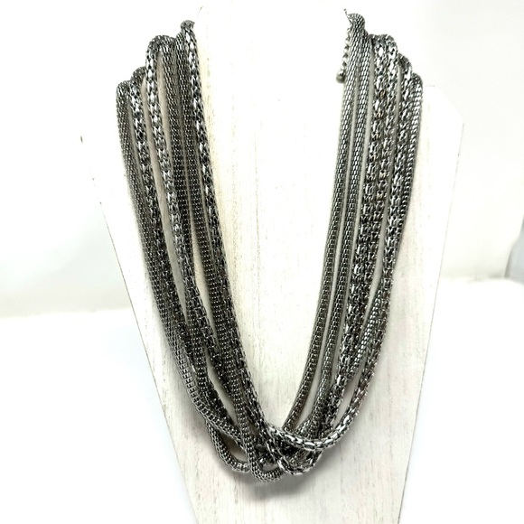 Layered silver tone fashion necklace - Picture 3 of 11